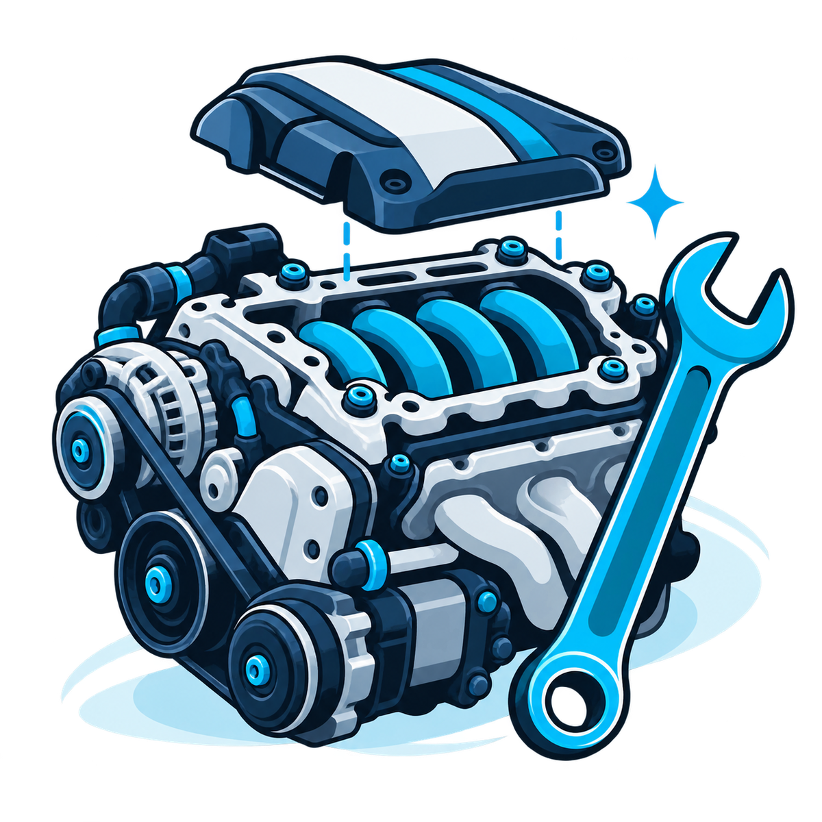 Engine and mechanical repair service illustration